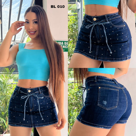 FALDA SHORT PIEDRERIA